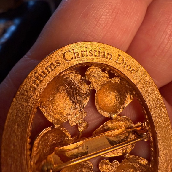 Vintage Christian Dior Gold-Tone Perfume Bottle Brooch – Statement Pin - Picture 3 of 4
